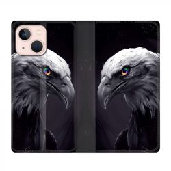 Housse Cuir Portefeuille Pour Iphone 13 Aigle Royal Noir