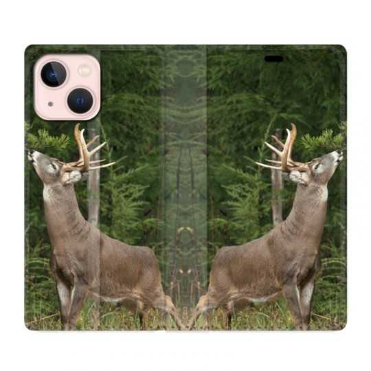 Housse Cuir Portefeuille Pour Iphone 13 Cerf