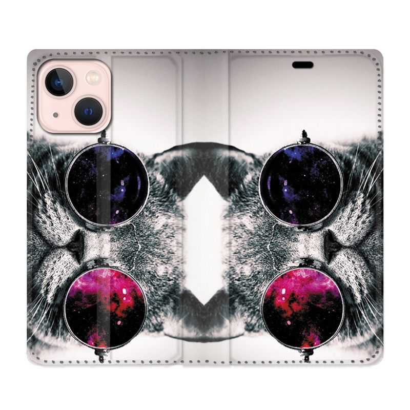 Housse Cuir Portefeuille Pour Iphone 13 Chat Fashion