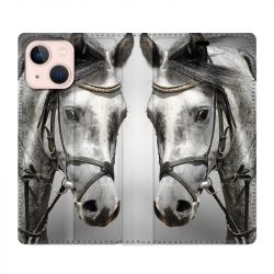 Housse Cuir Portefeuille Pour Iphone 13 Cheval Blanc
