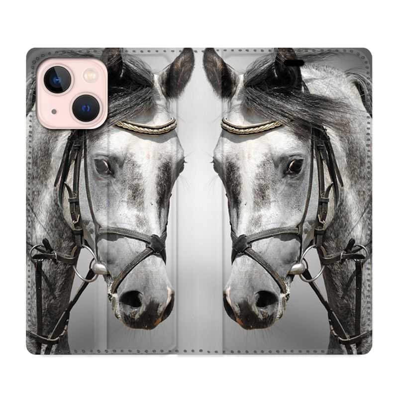 Housse Cuir Portefeuille Pour Iphone 13 Cheval Blanc