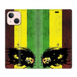 Housse Cuir Portefeuille Pour Iphone 13 Bob Marley Drapeau