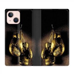 Housse Cuir Portefeuille Pour Iphone 13 Boxe Gant Vintage