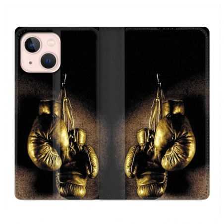 Housse Cuir Portefeuille Pour Iphone 13 Boxe Gant Vintage