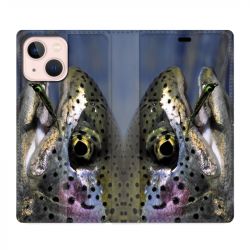 Housse Cuir Portefeuille Pour Iphone 13 Peche Truite