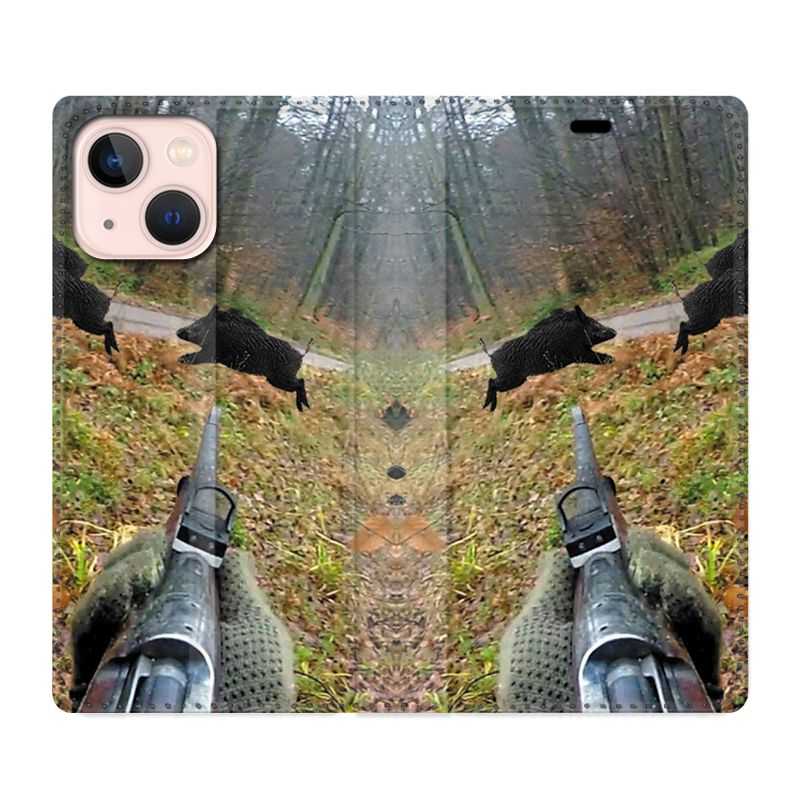 Housse Cuir Portefeuille Pour Iphone 13 Chasse Vision Tir