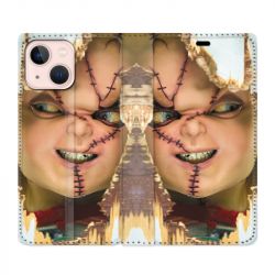 Housse Cuir Portefeuille Pour Iphone 13 Chucky Blanc