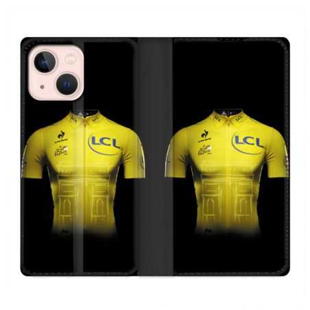 Housse Cuir Portefeuille Pour Iphone 13 Cyclisme Maillot Jaune