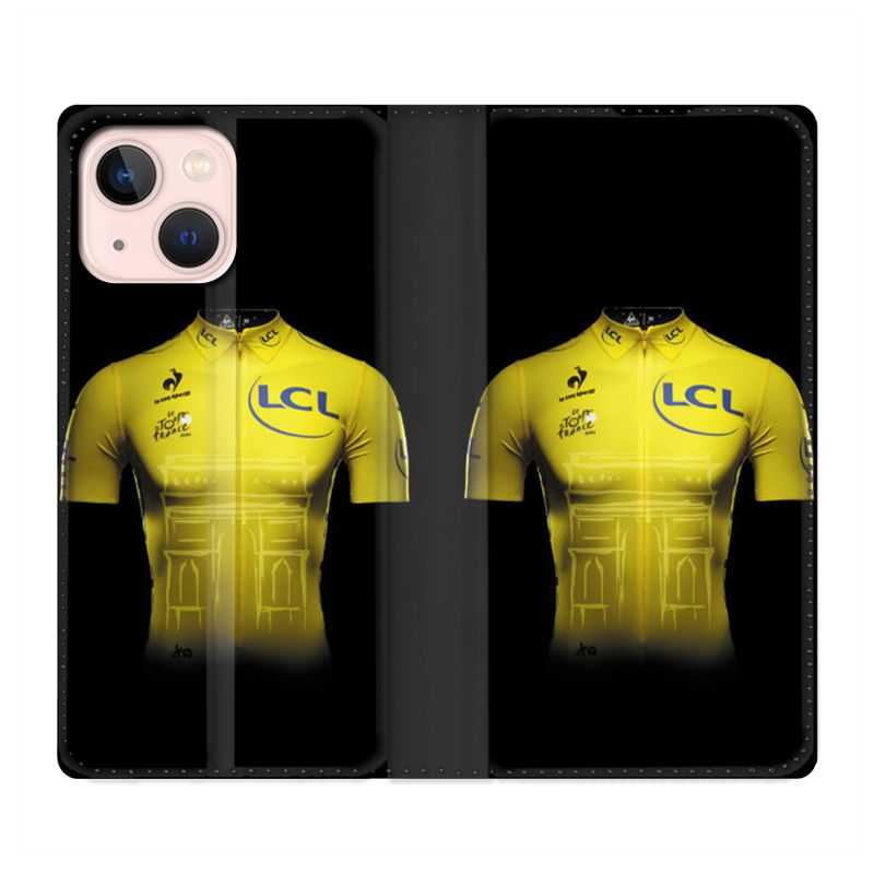 Housse Cuir Portefeuille Pour Iphone 13 Cyclisme Maillot Jaune