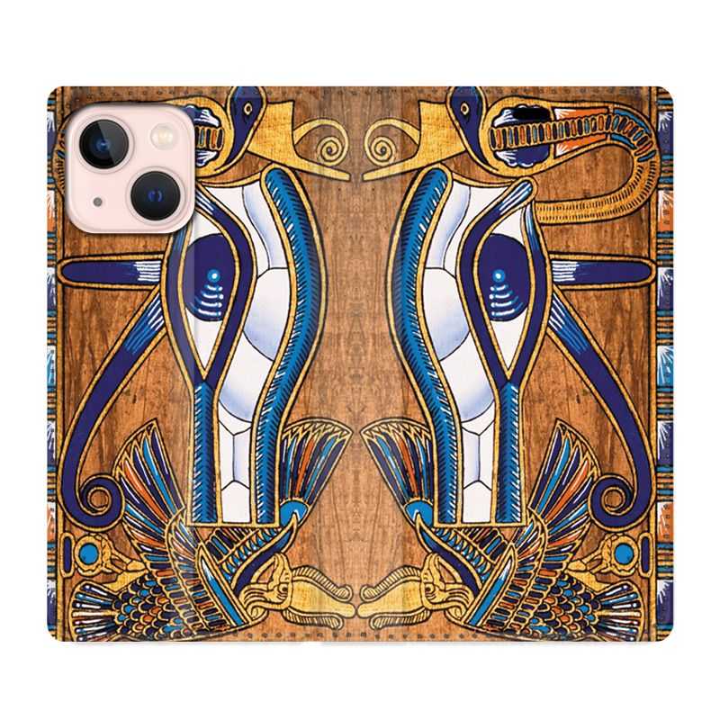 Housse Cuir Portefeuille Pour Iphone 13 Egypte Papyrus