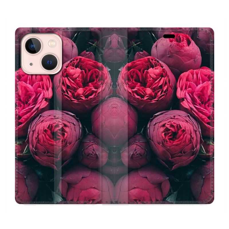 Housse Cuir Portefeuille Pour Iphone 13 Fleur Pivoine
