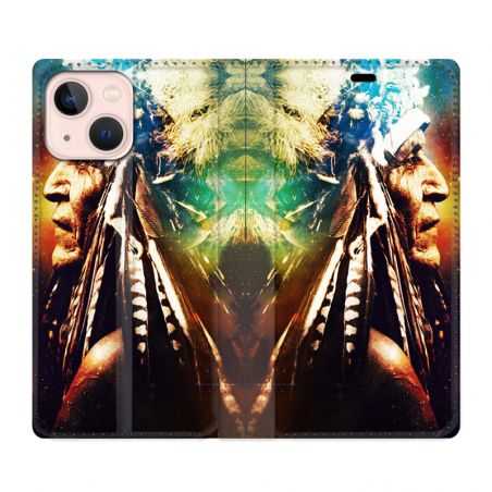 Housse Cuir Portefeuille Pour Iphone 13 Indien