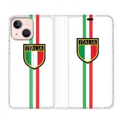 Housse Cuir Portefeuille Pour Iphone 13 Italie 3 Blanc