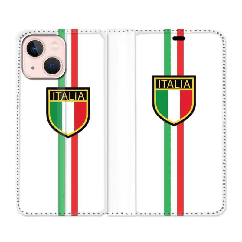 Housse Cuir Portefeuille Pour Iphone 13 Italie 3 Blanc
