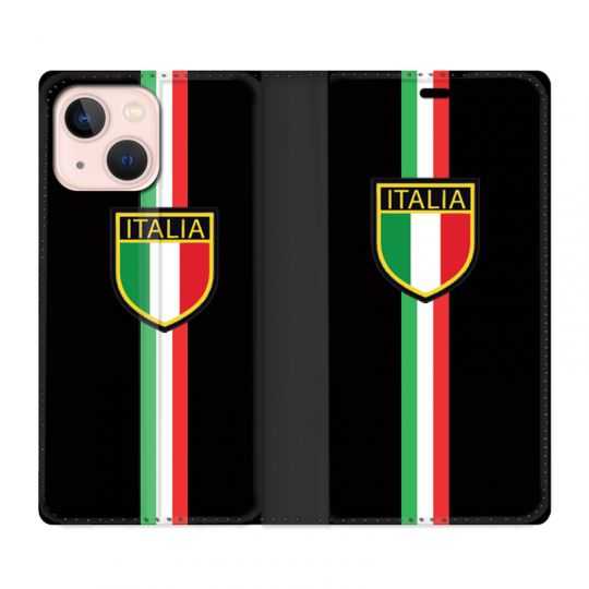 Housse Cuir Portefeuille Pour Iphone 13 Italie 3 Noir