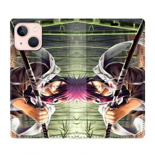 Housse Cuir Portefeuille Pour Iphone 13 Manga Bambou