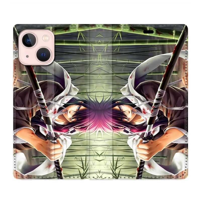 Housse Cuir Portefeuille Pour Iphone 13 Manga Bambou