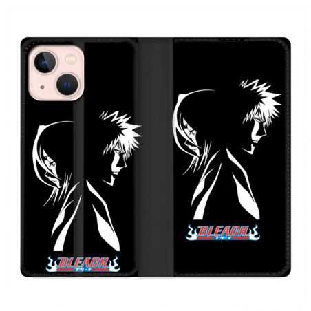 Housse Cuir Portefeuille Pour Iphone 13 Manga Bleach Duo