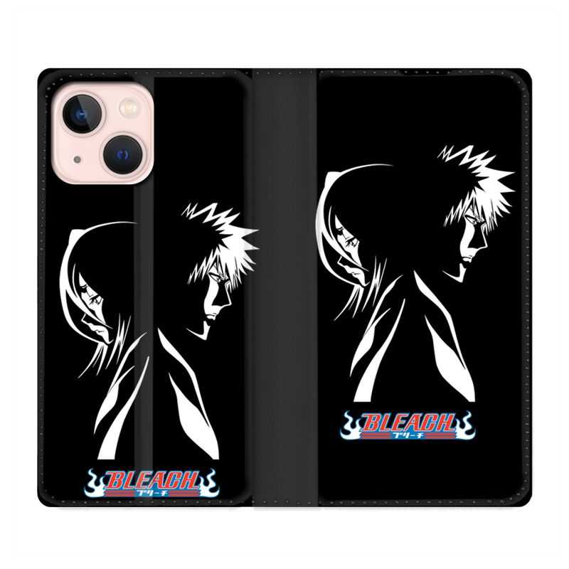 Housse Cuir Portefeuille Pour Iphone 13 Manga Bleach Duo