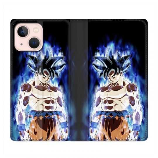 Housse Cuir Portefeuille Pour Iphone 13 Manga Dragon Ball Sangoku Noir
