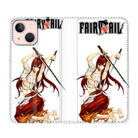 Housse Cuir Portefeuille Pour Iphone 13 Manga Fairy Tail Erza