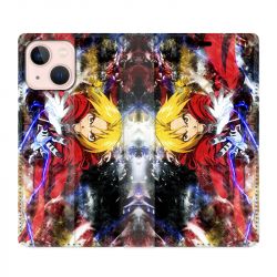 Housse Cuir Portefeuille Pour Iphone 13 Manga Fullmetal Alchemist Color