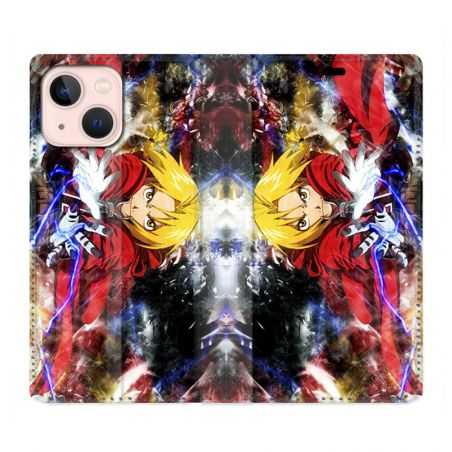 Housse Cuir Portefeuille Pour Iphone 13 Manga Fullmetal Alchemist Color