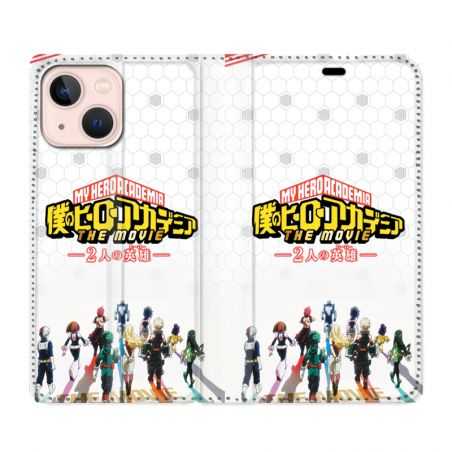 Housse Cuir Portefeuille Pour Iphone 13 Manga My Hero Academia Blanc