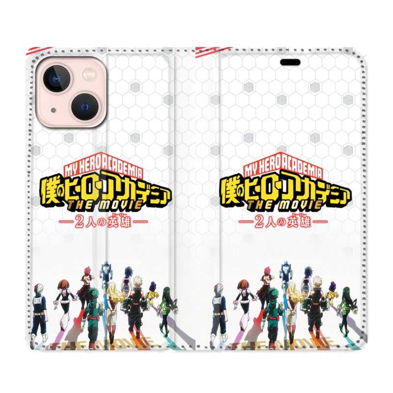 Housse Cuir Portefeuille Pour Iphone 13 Manga My Hero Academia Blanc