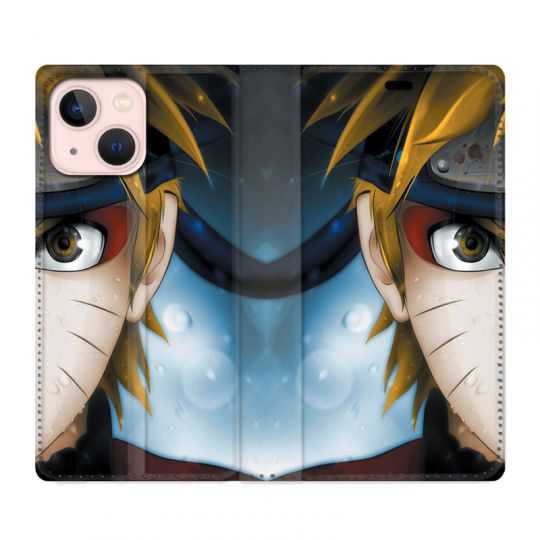 Housse Cuir Portefeuille Pour Iphone 13 Manga Naruto Blanc