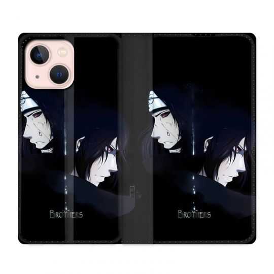 Housse Cuir Portefeuille Pour Iphone 13 Manga Naruto Sasuke Itachi