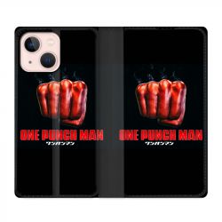 Housse Cuir Portefeuille Pour Iphone 13 Manga One Punch Man Poing