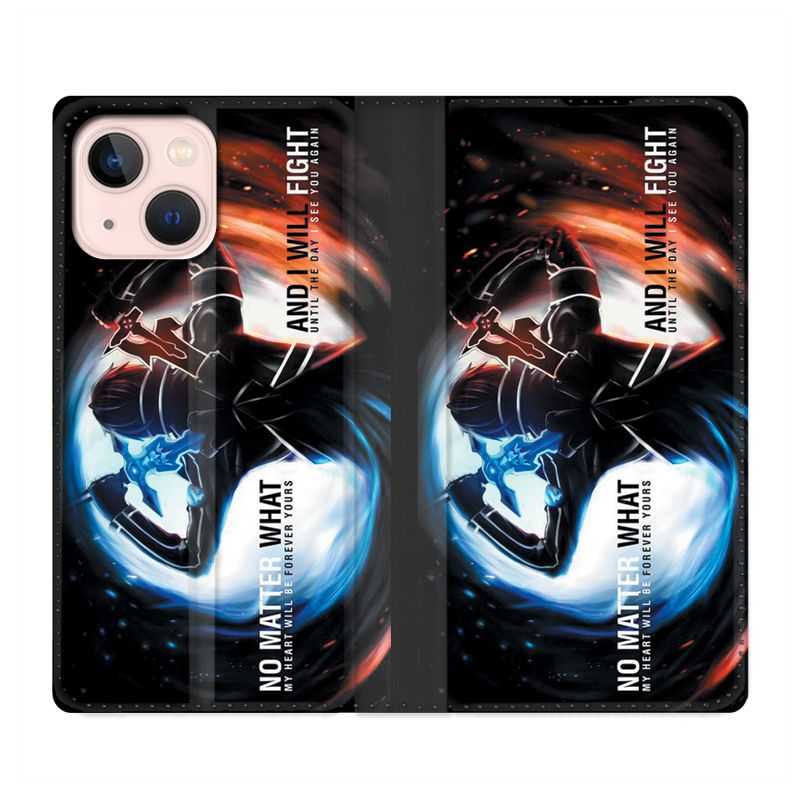 Housse Cuir Portefeuille Pour Iphone 13 Manga SAO sword Art Online Fight