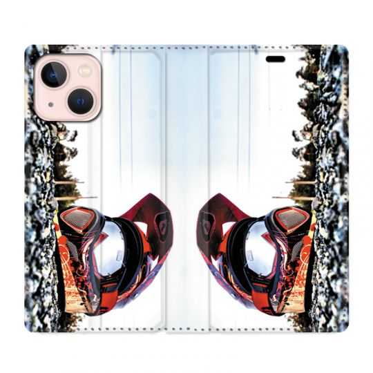Housse Cuir Portefeuille Pour Iphone 13 Moto Casque Cross