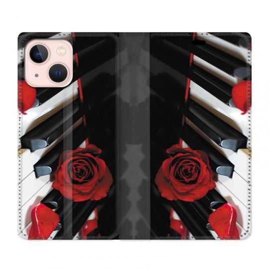 Housse Cuir Portefeuille Pour Iphone 13 Musique Rose Piano