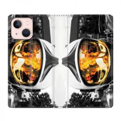 Housse Cuir Portefeuille Pour Iphone 13 Pompier Casque Feu