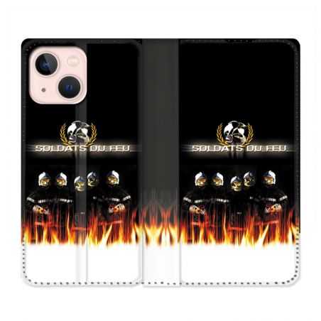 Housse Cuir Portefeuille Pour Iphone 13 Pompier Soldat