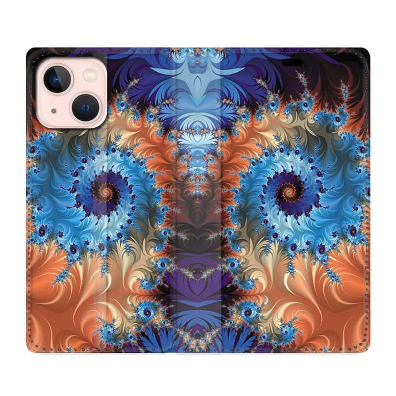 Housse Cuir Portefeuille Pour Iphone 13 Psychedelic Spirale