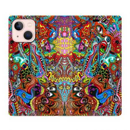 Housse Cuir Portefeuille Pour Iphone 13 Psychedelic Yeux