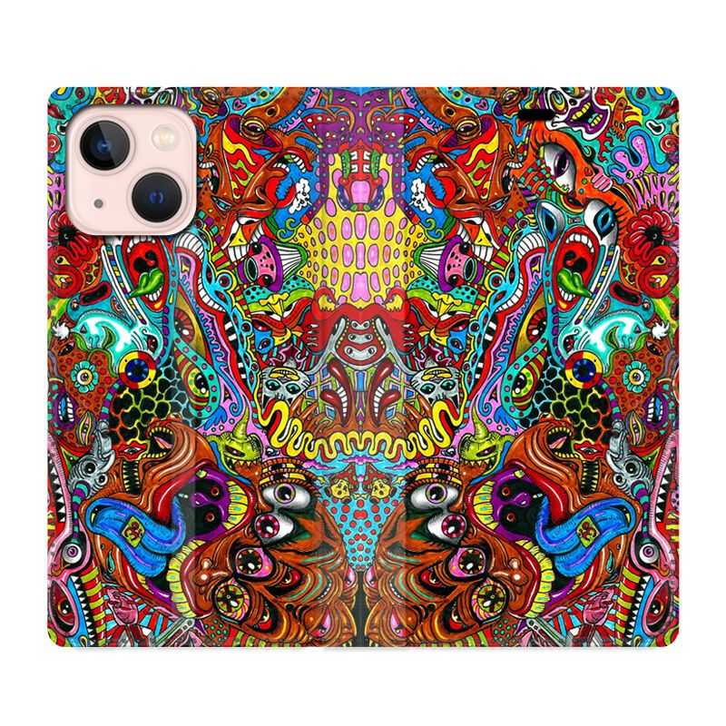 Housse Cuir Portefeuille Pour Iphone 13 Psychedelic Yeux