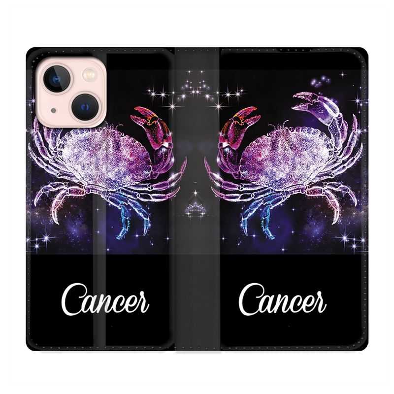Housse Cuir Portefeuille Pour Iphone 13 Signe Zodiaque 2 Cancer