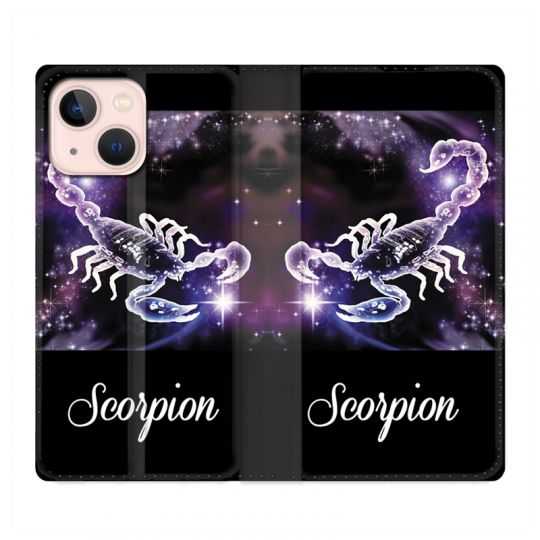 Housse Cuir Portefeuille Pour Iphone 13 Signe Zodiaque 2 Scorpion