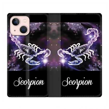 Housse Cuir Portefeuille Pour Iphone 13 Signe Zodiaque 2 Scorpion