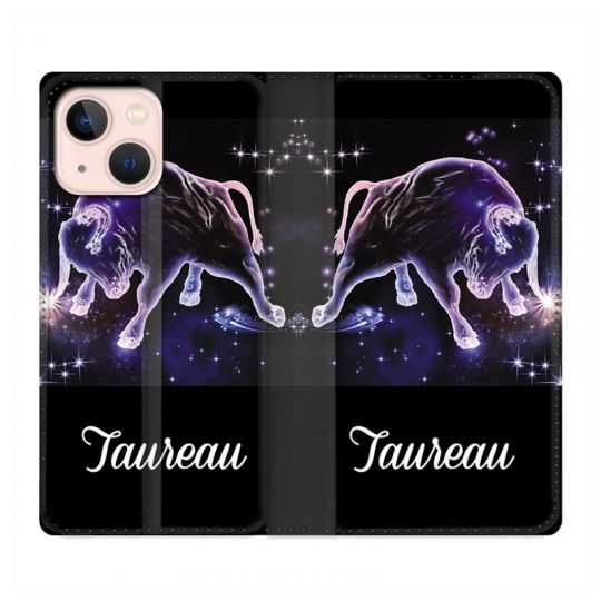 Housse Cuir Portefeuille Pour Iphone 13 Signe Zodiaque 2 Taureau