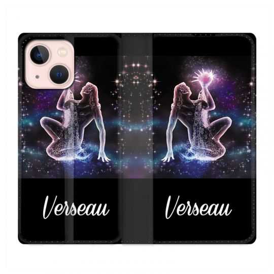 Housse Cuir Portefeuille Pour Iphone 13 Signe Zodiaque 2 Verseau