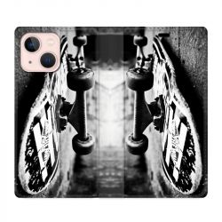 Housse Cuir Portefeuille Pour Iphone 13 Skate Vintage