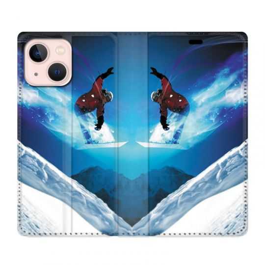 Housse Cuir Portefeuille Pour Iphone 13 Snowboard Saut