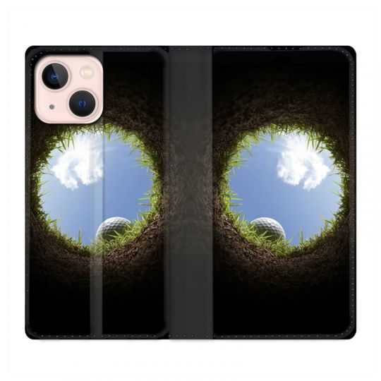 Housse Cuir Portefeuille Pour Iphone 13 Golf Trou