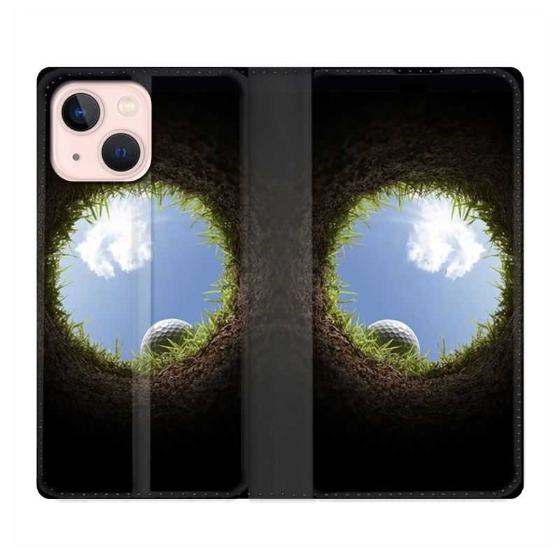 Housse Cuir Portefeuille Pour Iphone 13 Golf Trou