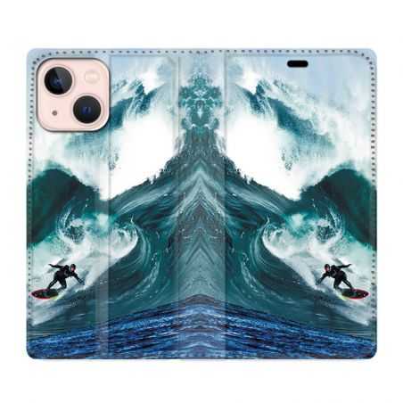 Housse Cuir Portefeuille Pour Iphone 13 Surf Vague
